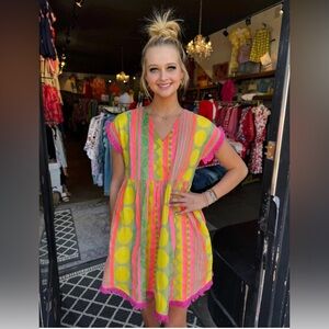 NWT Uncle Frank Multi Lemon Squeeze Dress Size Medium